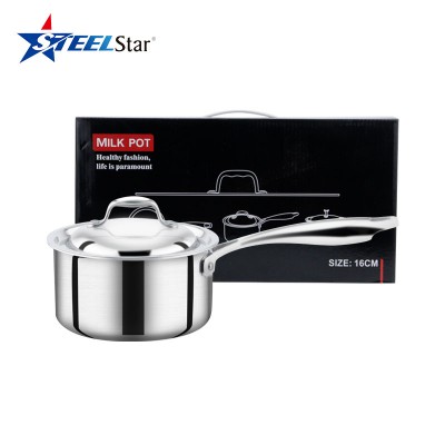 Stainless steel Tri-ply  saucepan Milk Boiling pan with single steel  handle pot