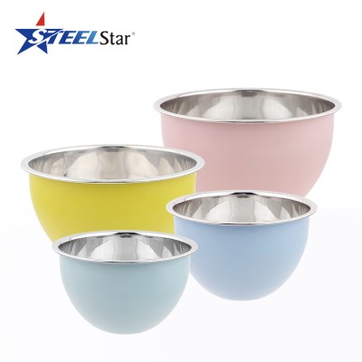 New arrival Stainless steel Mixing bowls with baby color Frosted coating and scale