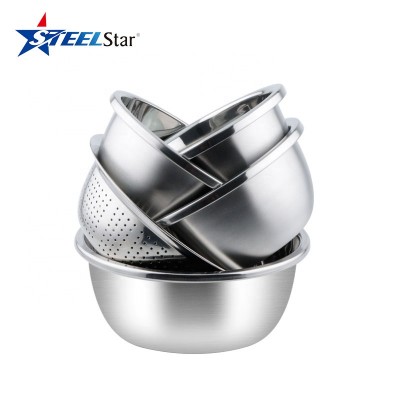 ss304 stainless steel Kitchenware Bowl sets  with Colanders Use For Mixing Salad