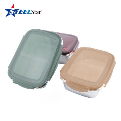 Nice color Stainless steel 304 lunch box with plastic lid