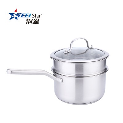 High Quality 3PCS Stainless Steel Sauce Pan milk saucepan with steamer mini saucepan ss pot for baby cooking