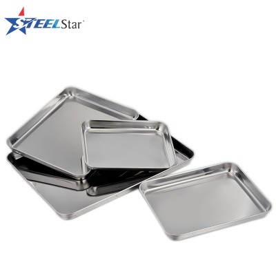 Large size stainless steel plate food serving tray decorative plate with mirror metal color for storage