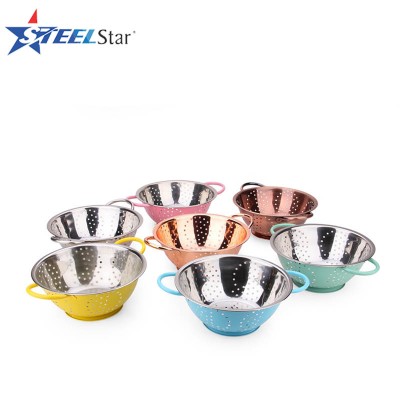 Copper plated stainless steel fruit basket, vegetable strainer, colander