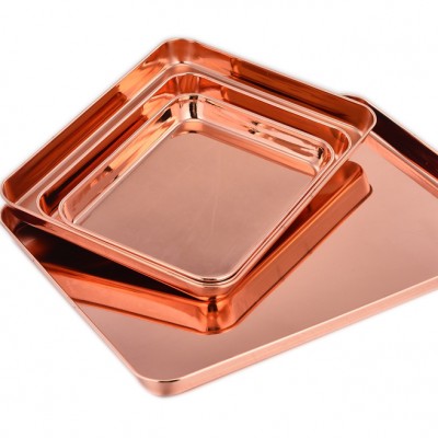 Medium size Steelstar Stainless steel rectangle gold mirror tray color serving tray food pallet