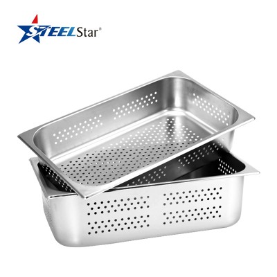 Hotel restaurant kitchen perforated stainless steel GN pan with size 1/1 and 1/2