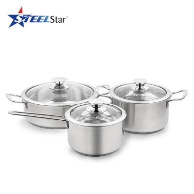 6pcs hot sales korean style composite bottom stainless steel cookware pot set