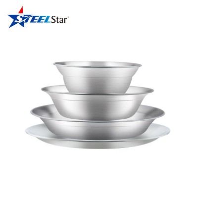 Stainless Steel Plates,Bowls,Cups and Spice Dish. Camping Set Camping, Hiking, Beach,Outdoor Use Incl. Travel Bag