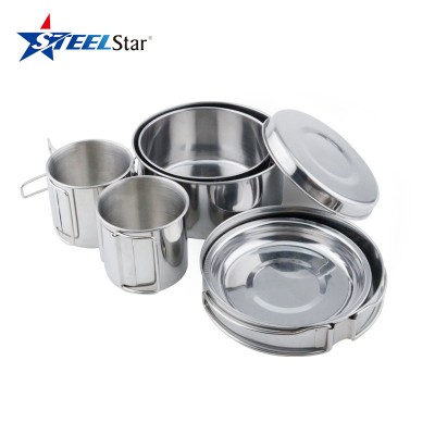 Camping Folding cookware set(8pcs),fry pan for outdoor picnics