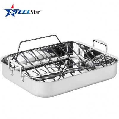 Roasting Pan with Rack,  Stainless Steel Roasting Pan with Nonstick Rack