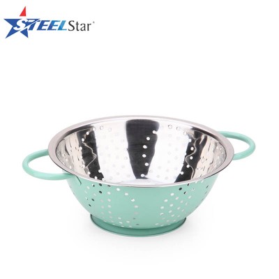 Stainless steel colorfu fruit colander, vegetable basket, kitchen strainer