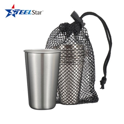 Stainless Steel Cup Tumbler Set Cold Drink Cups Good for Drinking Beer Water & Soft Drinks Comes with Carry Bag for Camping