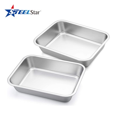 Rectangular Deep Cake Baking Pans,Roaster Baking Dish Stainless Steel, Non-Toxic & Heavy Duty, Dishwasher