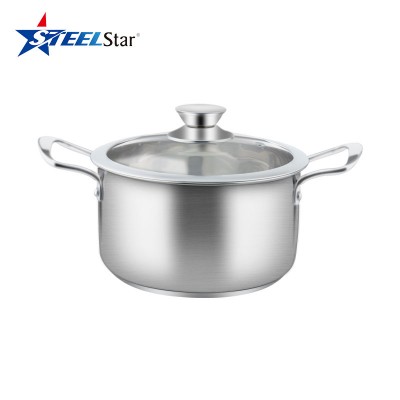 cheaper 201 induction bottom stainless steel cooking soup pot with glass lid